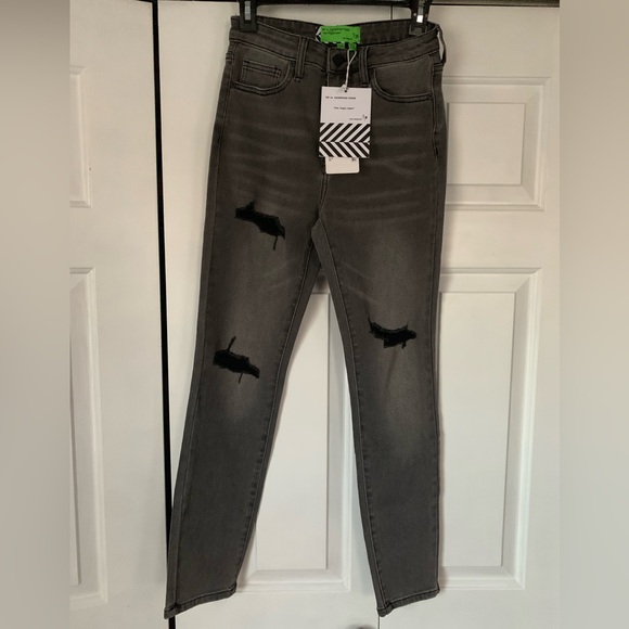 NWT Free People x Sandrine Rose Black Destroyed Rain Straight Leg Jeans. - Picture 8 of 10